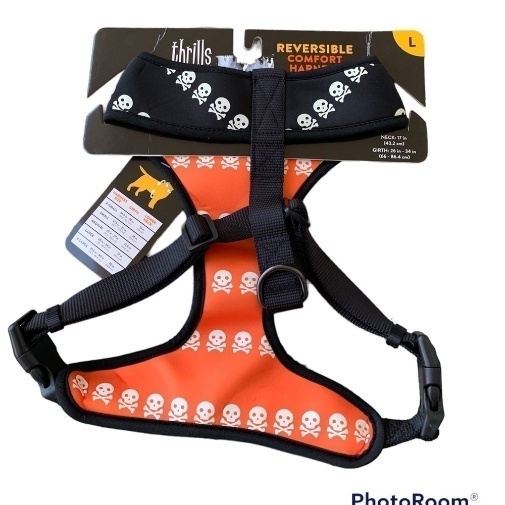 Thrills & Chills/ Halloween Glow In The Dark Reversible Comfort Skull Harness-L